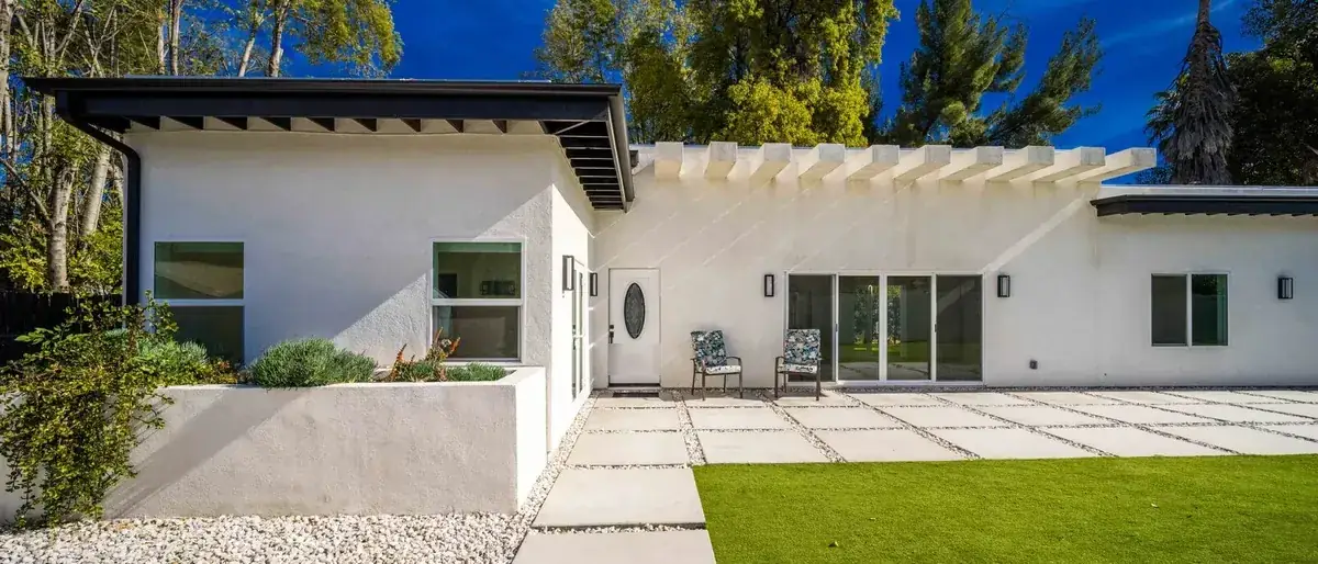 A completed H&A My Design property in the San Fernando Valley, viewed from above with landscaped grounds.